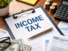 generate a realstick image on Income Tax topic without humand and contnt