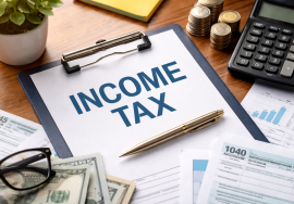 generate a realstick image on Income Tax topic without humand and contnt