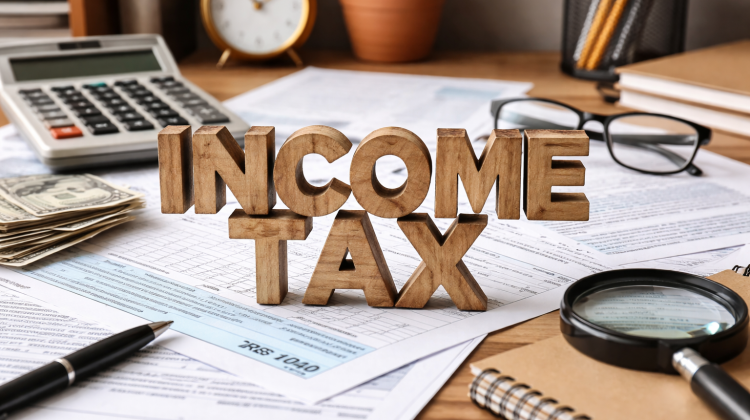 generate a realstick and write image INCOME TAX without human and content